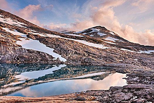 湖,顶峰,国家公园,诺尔兰郡,挪威,斯堪的纳维亚,欧洲