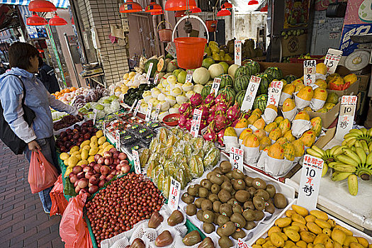 水果摊,街边市场,香港,中国