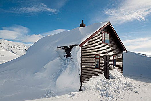 积雪,小屋,冰河,冰岛,高地,欧洲