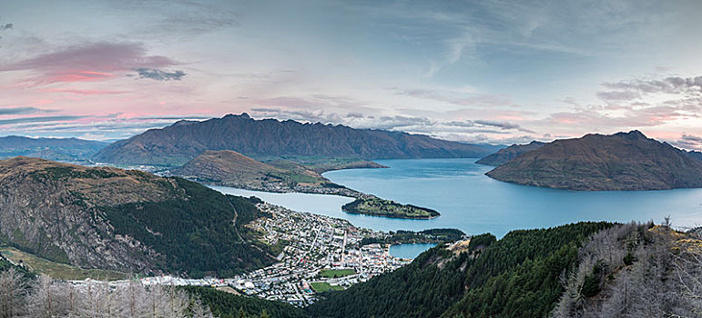 皇后镇,瓦卡蒂普湖,后面,山脉,壮观,奥塔哥,南岛,新西兰,大洋洲