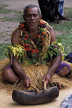 斐济,维提岛,乡村,男人,传统服装