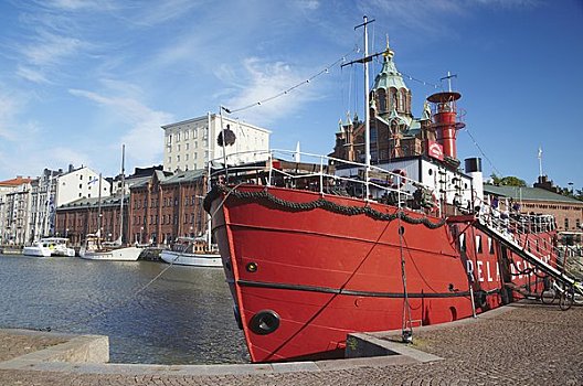 餐馆,船,正面,大教堂,赫尔辛基,芬兰