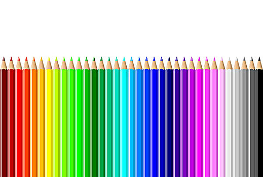 横图,彩色,铅笔,墙壁,白色背景,背景