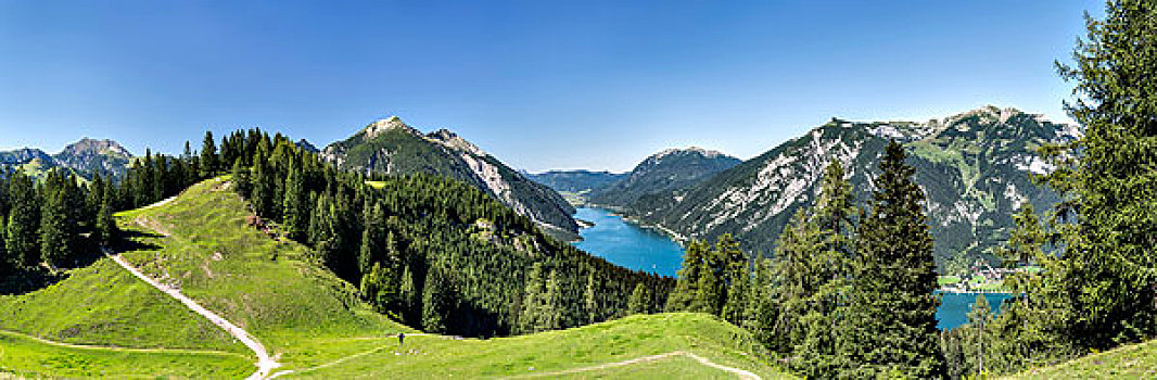 湖,阿亨湖地区,提洛尔,奥地利,高山湖,山脉,阿尔卑斯山,大幅,尺寸