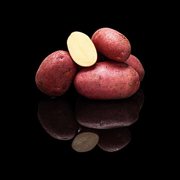 堆,红色,土豆,隔绝,黑色背景