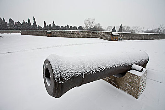 山海关,老龙头,大雪,雪后,海滨,建筑,长城,洁白,冬季,寒冷