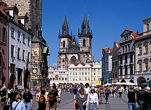 城市,教堂,我们,女士,世界遗产,布拉格,捷克共和国,欧洲