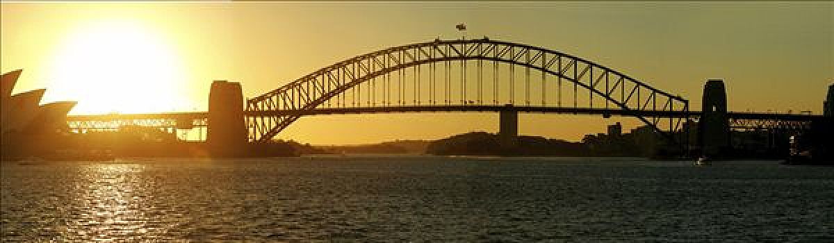 全景,海港大桥,歌剧院,悉尼,新南威尔士,澳大利亚