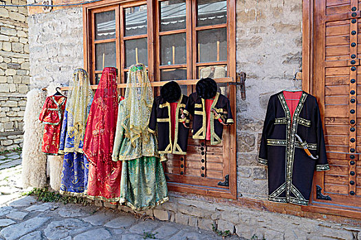 阿塞拜疆,传统,女性,装束,悬挂,户外,店面