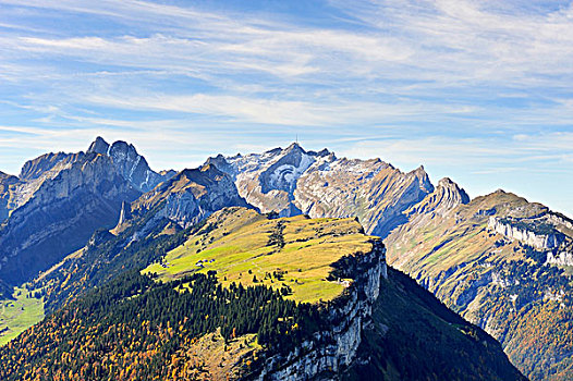 风景,山,上方,高山,阿彭策尔,阿尔卑斯山,瑞士,欧洲
