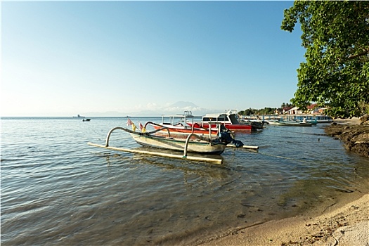 沙滩,船,巴厘岛,印度尼西亚