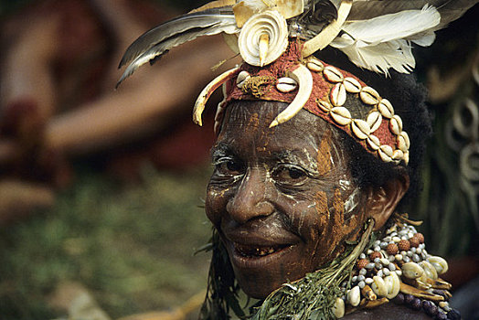 巴布亚新几内亚,河,靠近,女人,微笑