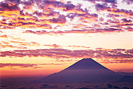 山,富士山,朝霞