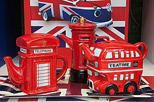 英国,英格兰,伦敦,纪念品,茶壶,橱窗,展示