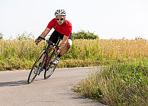骑车,44岁,骑,自行车赛,巴登符腾堡,德国,欧洲