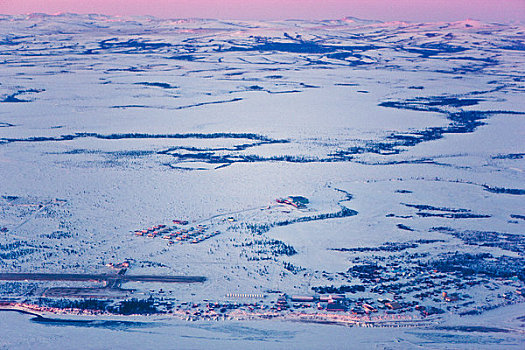 航拍,日落,冬天,北极,阿拉斯加