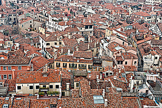 风景,俯视,屋顶,威尼斯