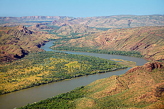 河,靠近,金伯利地区,西澳大利亚州,澳大利亚,俯视