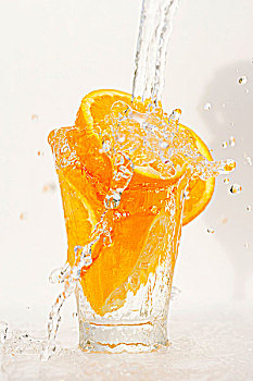 橘子,水杯