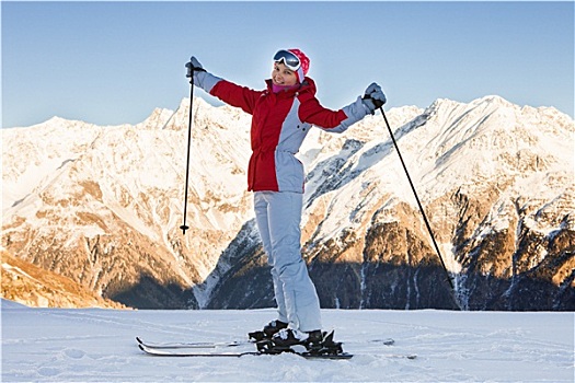 女人,滑雪,索尔登,阿尔卑斯山,奥地利