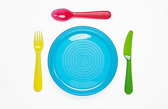 彩色,塑料制品,盘子,餐具