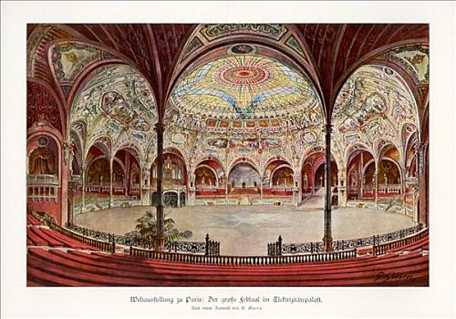 舞厅,宫殿,电,巴黎,世界,展示,19世纪,艺术家