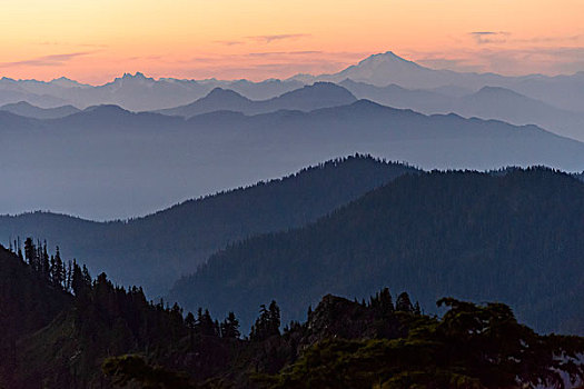 北瀑布国家公园,华盛顿,日出,公园,山岗,冰河,顶峰,远景,大幅,尺寸