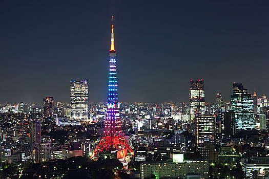 夜景,东京塔,高层建筑