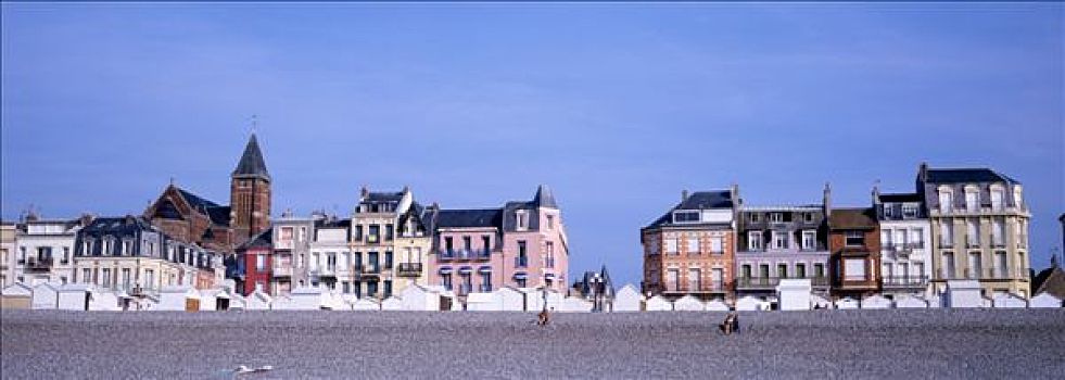 法国,房子,海边,砾滩,小间