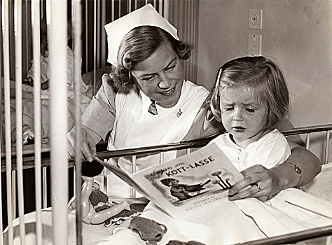 护理,孩子,病人,儿童医院,斯德哥尔摩,瑞典,20世纪40年代,艺术家