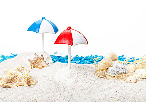 静物,度假,遮阳伞,贻贝,海滩