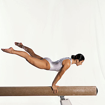 美女,体操运动员,表演,日常,平衡木,侧面视角