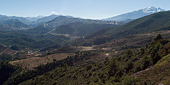 俯拍,山谷,山,阿特拉斯山脉,摩洛哥