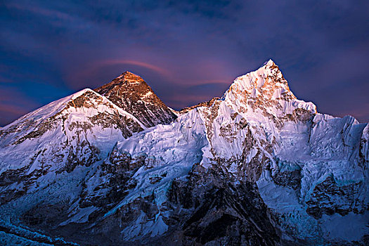风景,落日,珠穆朗玛峰,西部,萨加玛塔,萨加玛塔国家公园,昆布,尼泊尔,亚洲