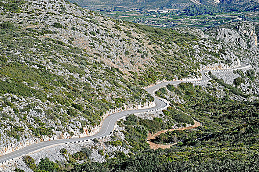 乡间小路,山路,码头,阿尔泰,区域,白色海岸,阿利坎特省,西班牙,欧洲