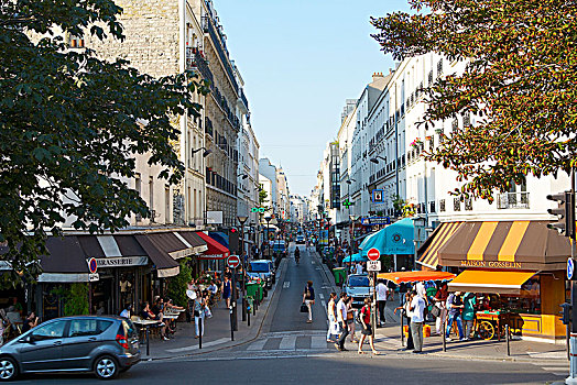 法国,巴黎,巴黎15区,宽,街道,商业