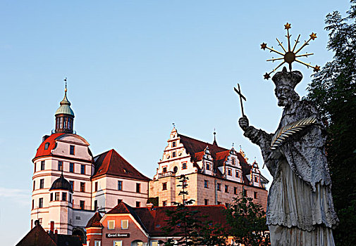 圣徒,雕塑,桥,城堡,巴伐利亚,德国,欧洲