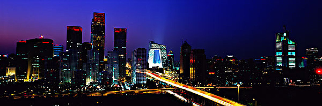 北京cbd中央商务区月夜