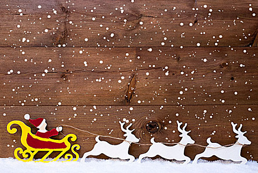 圣诞老人,雪撬,驯鹿,雪,留白,雪花