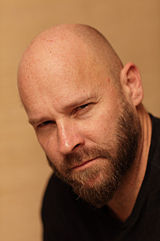 秃头,男人,斜视,图像,眼睛