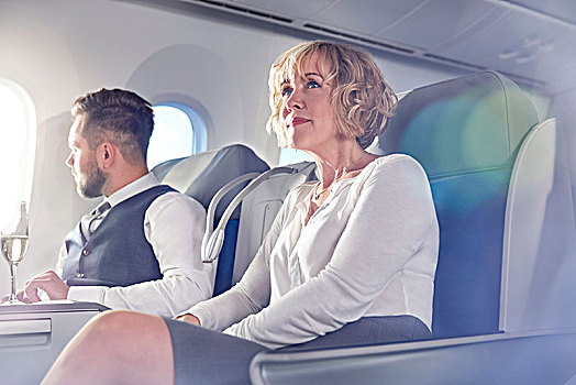 职业女性,坐,第一,飞机