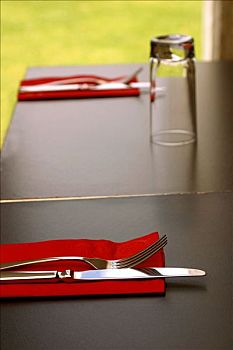 桌子,餐具,红色,餐巾