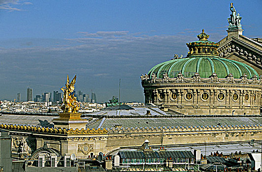 法国,巴黎,景色,屋顶,加尼叶歌剧院,拉德芳斯,背影