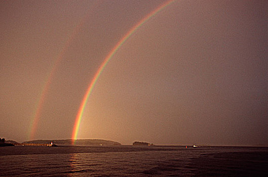一对,彩虹,上方,海洋,温哥华岛,不列颠哥伦比亚省,加拿大