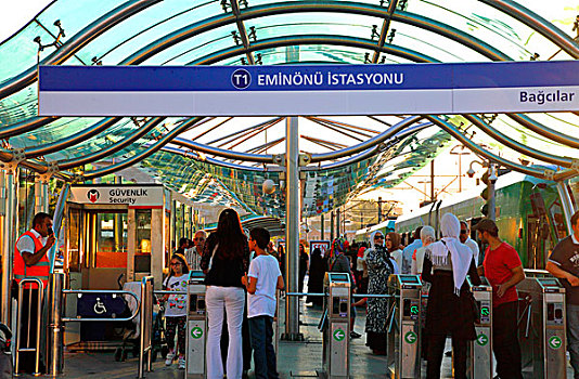 土耳其,伊斯坦布尔,市区,区域,艾敏厄努,有轨电车,车站