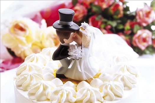 婚礼蛋糕,新郎,新娘,小雕像