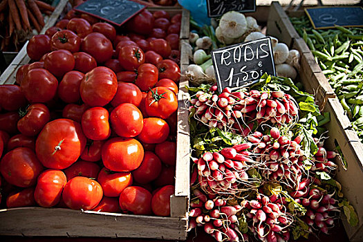 农民,市场,法国,西红柿,萝卜