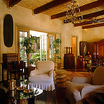 优雅,客厅,兴趣,混合,老式,现代,地方特色,非洲,欧洲