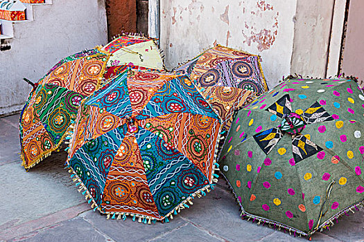 彩色,伞,出售,粉红,城市,斋浦尔,拉贾斯坦邦,印度