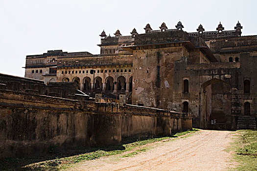 人行道,围墙,堡垒,中央邦,印度